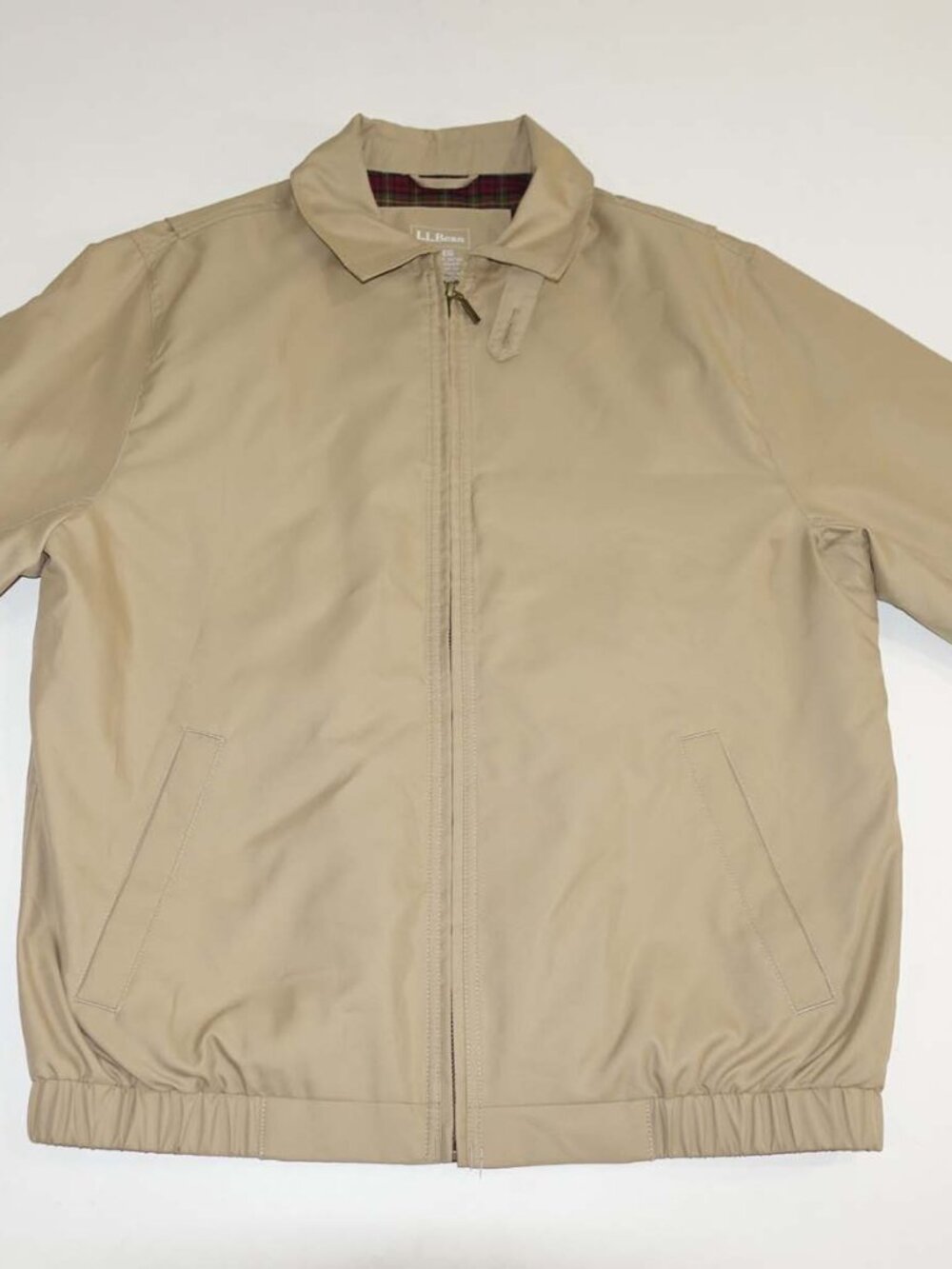 L.L. Bean Men's H2Off Harrington Jacket Size Small Beige Zipper Front Lined S